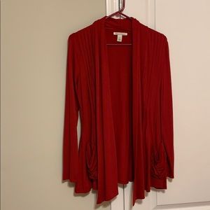 Red pleated cardigan